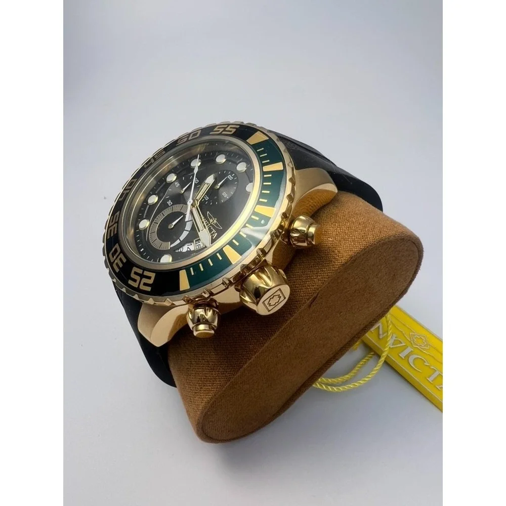#W032 Invicta Pro Diver 19245 Quartz Chronograph 51mm Black Gold Men's Watch